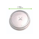 Clear flat plastic Lid with cross D:2.99in - 100 pcs Clear flat plastic Lid with cross D:2.99in - 100 pcs